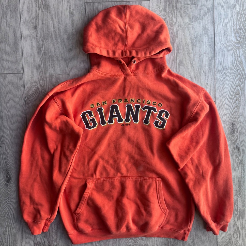 Vintage Majestic San Francisco Giants Hoodie Orange Y2K Arched Logo MLB Medium